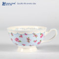 Peinture florale bleue et rose Hot Sale Flower Shaped Tea Cup, Coffee Cup Made In Bone China